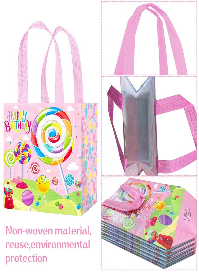 umoni Candyland Party Goodie Bag Lollipop Candy Tote Bags 12Pcs Sweet Candyland Treat Bags Birthday Handbag for Candy Theme Birthday Party Wedding Supplies - Image 3